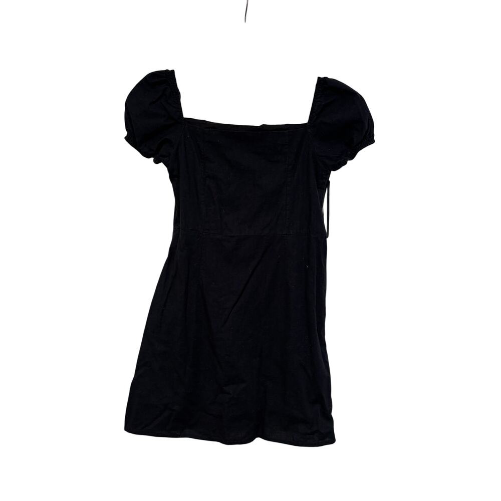 Black Cotton Puff Sleeve Square Neck Dress M - Picture 10 of 10